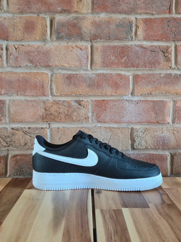 Nike Air Force 1 Low 07 Black White Pebbled Leather UK10.5