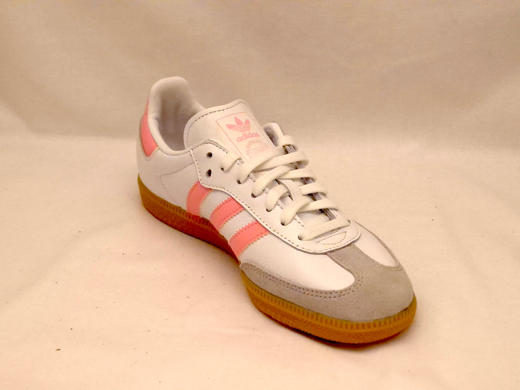 Adidas White &amp; Pink Samba Classic Trainers UK 5