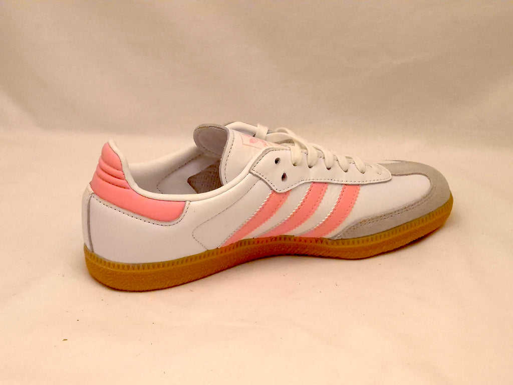 Adidas White &amp; Pink Samba Classic Trainers UK 5