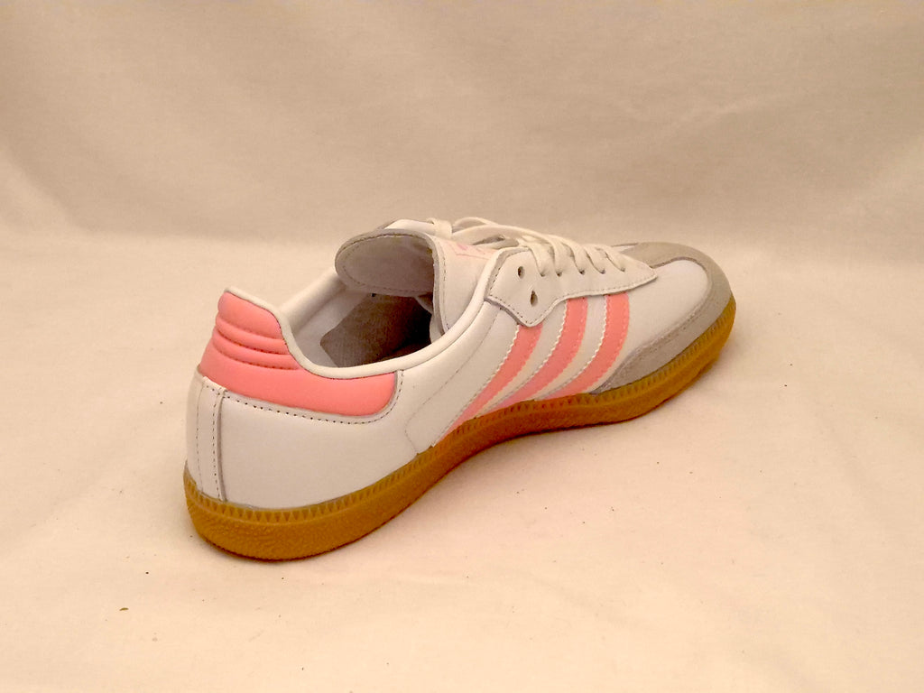 Adidas White &amp; Pink Samba Classic Trainers UK 5