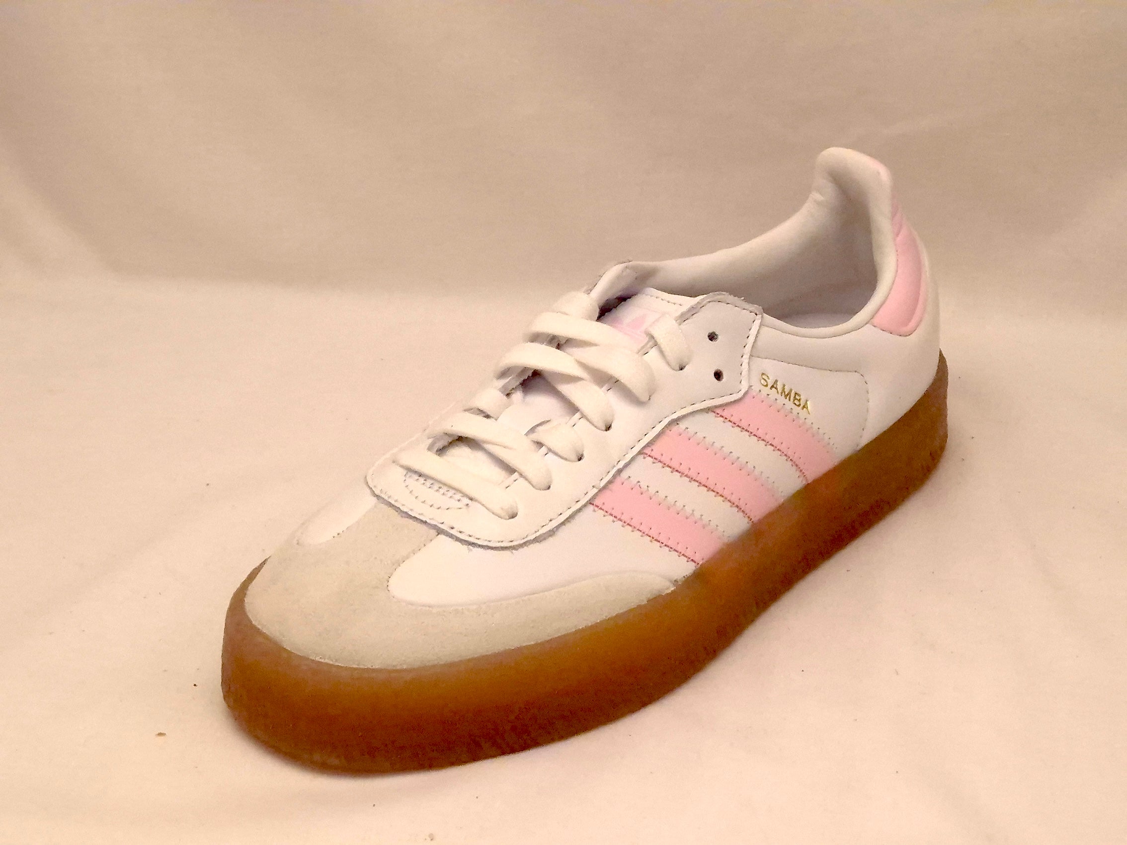 Adidas White &amp; Pink Samba Trainers UK 6