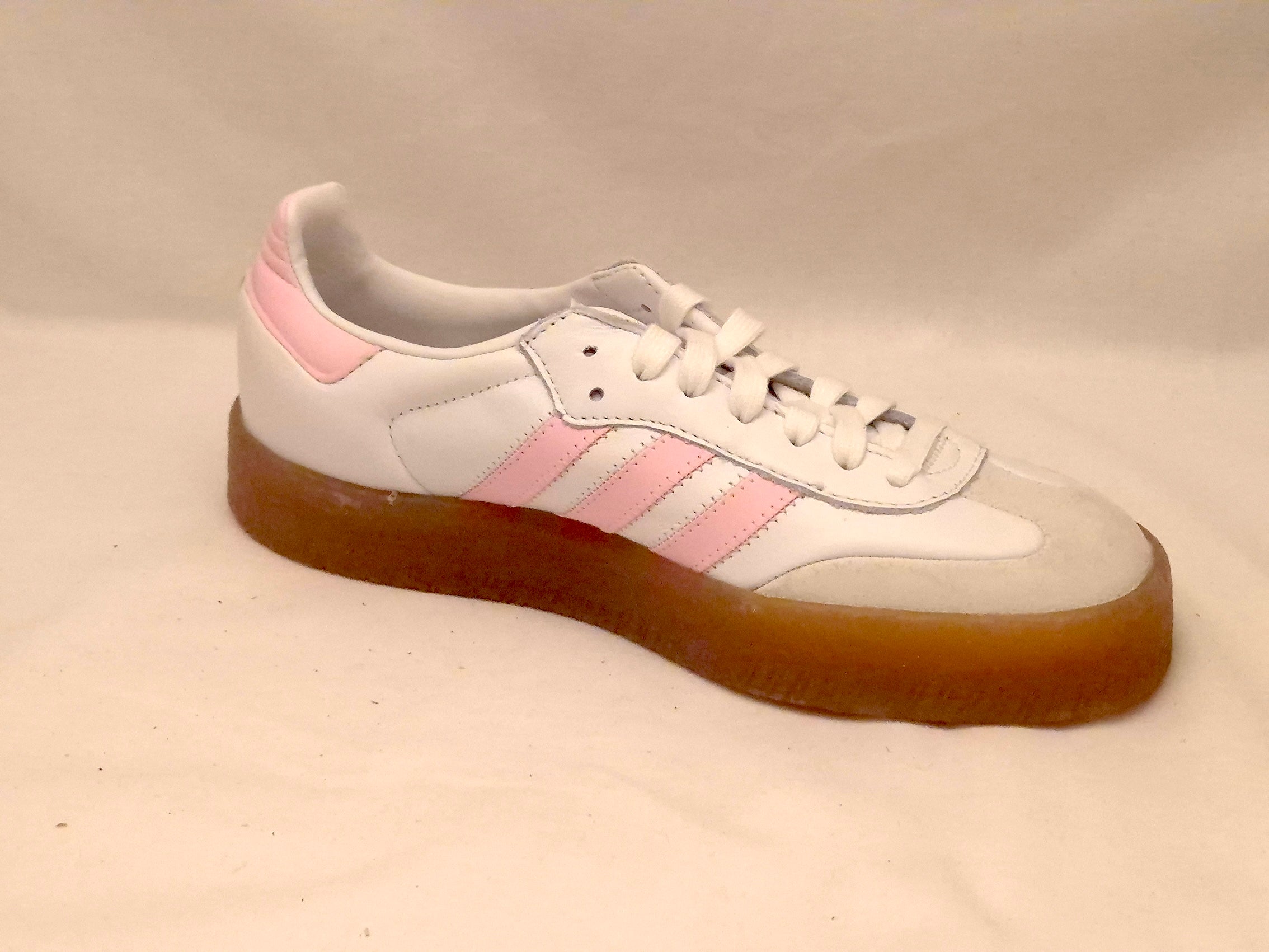 Adidas White &amp; Pink Samba Trainers UK 6